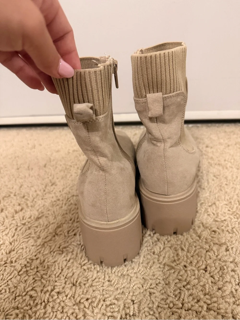 Beige Chunky Chelsea Ankle Boots - Women's Fashion Boot